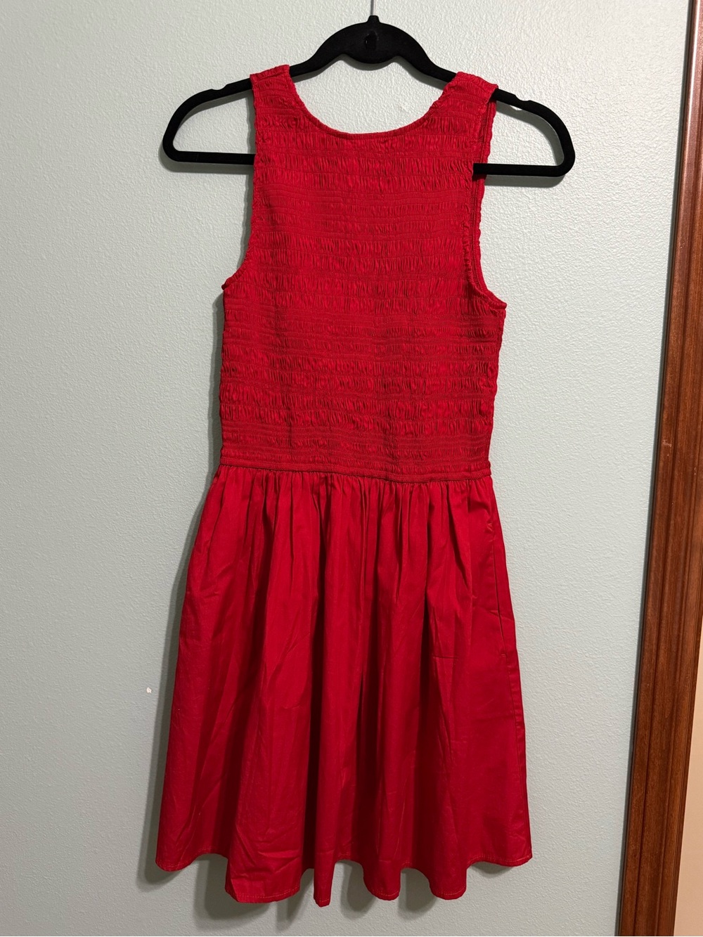 Madewell The Melody Scoopback Smocked Mini Dress in Festival Red Size Small